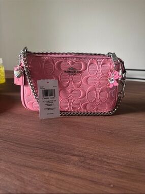 Coach Nolita 19 in Signature Patent Leather Pink with Heart Charm